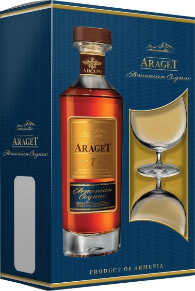 Коньяк Araget 7 Years, п.у. + 2 бокала
